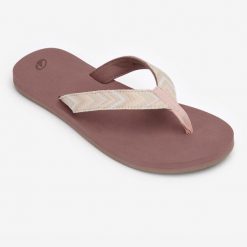 Japonki damskie Olaian 550 Raffi. Czerwone klapki OLAIAN, bez wzorów, z bawełny, bez obcasa, na płaskiej podeszwie. Za 69.99 zł.