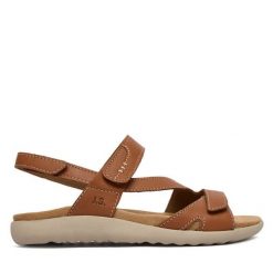 Sandały Josef Seibel. Brązowe sandały Josef Seibel, bez wzorów, bez obcasa, na płaskiej podeszwie, bez zapięcia. Za 429.99 zł.