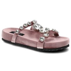 Różowe Klapki Sca'Viola Eleganckie Buty Damskie. Czerwone klapki Sca'viola, z aplikacjami, bez obcasa. Za 379.00 zł.