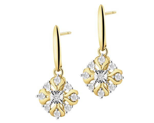 Kolczyki z żółtego i białego złota z diamentami - 0,07 ct - próba 585. Białe kolczyki Apart, z diamentem, złote. Za 2,490.00 zł.