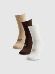 4F Skarpetki długie (3-pack) damskie - multikolor 35-38. Skarpety 4f, bez wzorów, z bawełny. Za 59.99 zł.