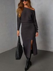 LA Angels Sukienka w kolorze antracytowym rozmiar: M. Czarne sukienki LA Angels, m, bez wzorów, bez kołnierzyka, bez ramiączek, maxi. Za 217.99 zł.