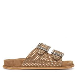 Klapki Alma En Pena. Brązowe klapki Alma en Pena, bez wzorów, bez obcasa. Za 459.99 zł.