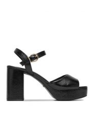 DeeZee Sandały CEO-SF79601 Czarny. Czarne sandały DeeZee, bez wzorów, z materiału, bez obcasa, na słupku, bez zapięcia. Za 139.99 zł.