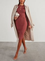 LA Angels Sukienka w kolorze jasnobrązowym rozmiar: S. Brązowe sukienki LA Angels, s, bez wzorów, bez kołnierzyka, bez ramiączek, midi. Za 173.99 zł.