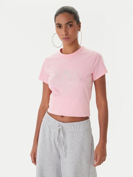 Juicy Couture T-Shirt JCGTK225015 Różowy Slim Fit. Czerwone t-shirty Juicy Couture, m, bez wzorów, z bawełny, bez kołnierzyka, bez ramiączek. Za 199.99 zł.