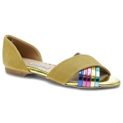 Żółte Sandały Alexio Giorgio Wygodne Skórzane Buty. Żółte sandały Alexio Giorgio, z aplikacjami, eleganckie, bez obcasa, na płaskiej podeszwie, bez zapięcia. Za 179.00 zł.