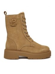 Boss Botki Rebby 50523589 Beżowy. Brązowe botki Boss, bez wzorów, ze skóry, bez obcasa, na płaskiej podeszwie, bez zapięcia. Za 1,199.00 zł.