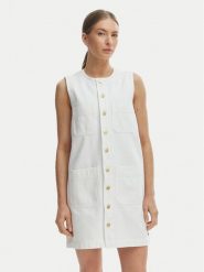 Tommy Hilfiger Sukienka codzienna WW0WW48584 Biały Regular Fit. Białe sukienki TOMMY HILFIGER, na co dzień, bez wzorów, z bawełny, bez kołnierzyka, bez ramiączek, proste. Za 649.99 zł.