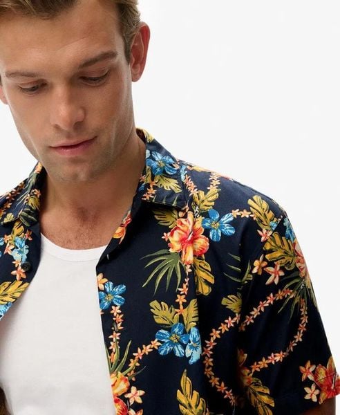 Superdry Koszula Hawaiian z nadrukiem, bawełna-modal. Niebieskie koszule Superdry, m, bez wzorów, z bawełny, klasyczne, bez kołnierzyka, bez ramiączek. Za 253.85 zł.