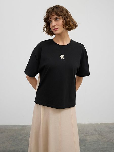 BGN Koszulka w kolorze czarno-beżowym rozmiar: 40. Czarne bluzki BGN, bez wzorów, bez kołnierzyka, bez ramiączek. Za 69.91 zł.