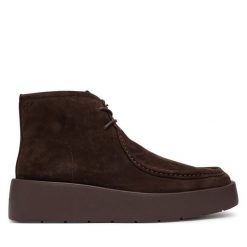 Trzewiki Calvin Klein. Brązowe botki Calvin Klein, bez wzorów, bez obcasa, na płaskiej podeszwie, bez zapięcia. Za 699.99 zł.