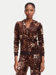 Juicy Couture Bluza Robyn JCWAS226338 Brązowy Slim Fit. Brązowe bluzy Juicy Couture, xs, bez wzorów, z bawełny, bez kaptura. Za 449.99 zł.