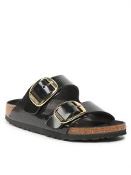 Birkenstock Klapki Arizona Big Buckle 1021476 Czarny. Czarne klapki Birkenstock, bez wzorów, z lakierowanej skóry, bez obcasa. Za 719.99 zł.
