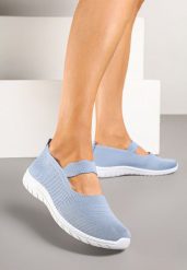Niebieskie Wsuwane Tenisówki z Ozdobnym Paskiem i Perforacją Zelsedi. Niebieskie trampki Born2be, bez wzorów, z jeansu, bez zapięcia. Za 39.99 zł.