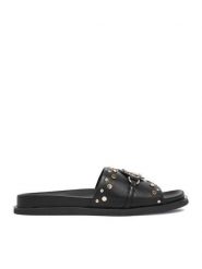 Nine West Klapki EO-TL758-1 Czarny. Czarne klapki Nine West, bez wzorów, ze skóry, bez obcasa. Za 219.99 zł.