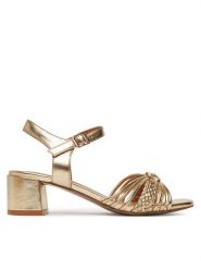 Clara Barson Sandały WS24055-05 Złoty. Żółte sandały Clara Barson, bez wzorów, z materiału, bez obcasa, na słupku, bez zapięcia. Za 119.99 zł.