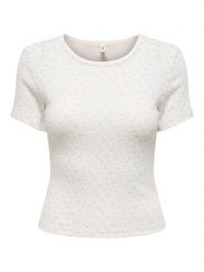 ONLY Koszulka w kolorze kremowo-błękitnym rozmiar: XS. Brązowe bluzki Only, xs, bez wzorów, z bawełny, bez kołnierzyka, bez ramiączek. Za 44.30 zł.