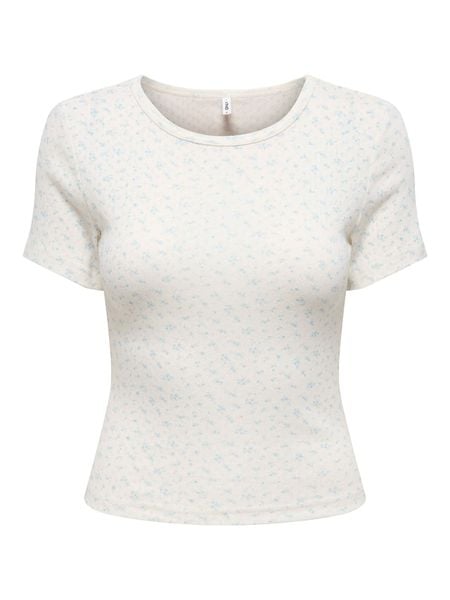 ONLY Koszulka w kolorze kremowo-błękitnym rozmiar: XL. Brązowe bluzki Only, xl, bez wzorów, z bawełny, bez kołnierzyka, bez ramiączek. Za 72.95 zł.