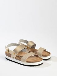 BACKSUN Sandały "Gaias" w kolorze złotym rozmiar: 40. Żółte sandały Backsun, bez wzorów, klasyczne, z otwartym noskiem, bez obcasa, na platformie, bez zapięcia. Za 144.92 zł.