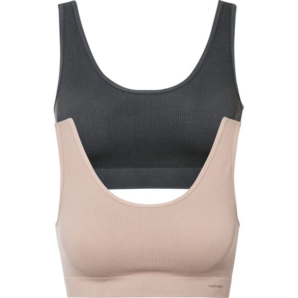 Biustonosz bezszwowy bustier Feel Comfort w prążek (2 szt.). Szare biustonosze bonprix, bez wzorów. Za 79.98 zł.