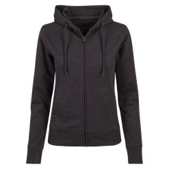 Damska Bluza Z Kapturem French Terry Z Pełnym Zamkiem Błyskawicznym. Brązowe bluzy BUILD YOUR BRAND, l, bez wzorów, z kapturem. Za 152.99 zł.