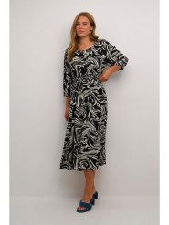 Kaffe Sukienka w kolorze czarno-kremowym rozmiar: 36. Brązowe sukienki Kaffe, na imprezę, s, bez wzorów, z wiskozy, klasyczne, bez kołnierzyka, bez ramiączek, midi. Za 208.99 zł.