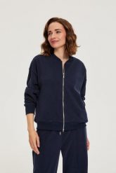 Rozpinana bluza granatowa. Bluzy sportowe MOODO, l, bez wzorów, z elastanu, bez kaptura. Za 139.99 zł.