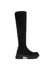 DeeZee Muszkieterki 9382-1 Czarny. Czarne kozaki DeeZee, z materiału, bez obcasa, na płaskiej podeszwie, bez zapięcia. Za 249.99 zł.