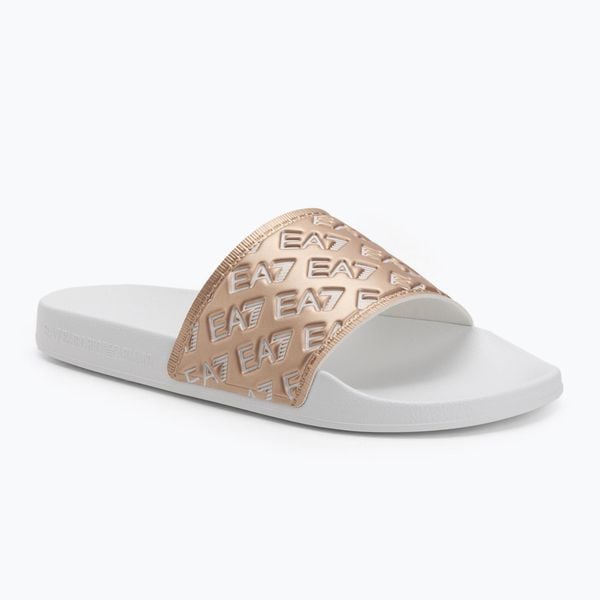 Klapki EA7 Emporio Armani Water Sports All Over. Białe klapki EA7 Emporio Armani, bez wzorów, z materiału, bez obcasa. Za 258.85 zł.