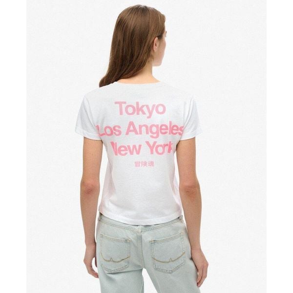 Dopasowana koszulka Core Logo City. Białe koszulki sportowe Superdry, bez wzorów, z bawełny, bez ramiączek. W wyprzedaży za 136.45 zł.