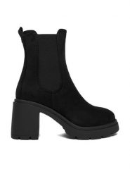 JENNY Botki CEO-HY13291-1 Czarny. Czarne botki Jenny, bez wzorów, z materiału, bez obcasa, na słupku, bez zapięcia. Za 179.99 zł.