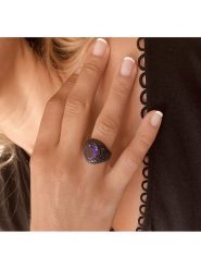 Les Petites Précieuses Srebrny pierścionek ze spinelem i ametystem rozmiar: 52. Czarne pierścionki Les Petites Précieuses, z ametystem, srebrne. Za 452.95 zł.