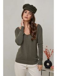 Soft Cashmere Sweter w kolorze khaki rozmiar: 34/36. Brązowe swetry Soft Cashmere, bez wzorów, z koronki, bez ramiączek. Za 70.41 zł.