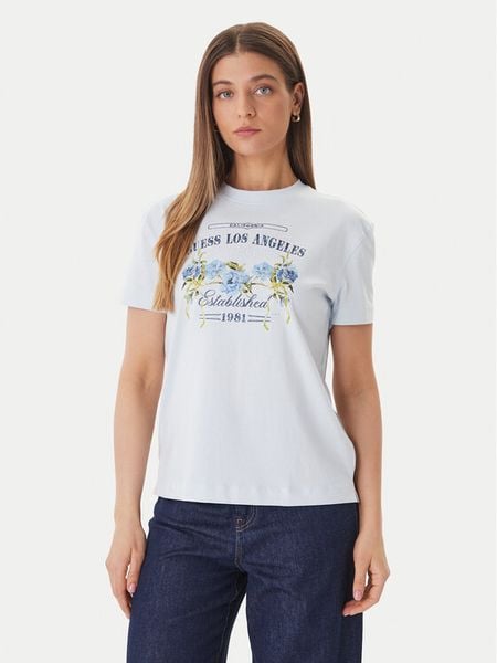 Guess T-Shirt W6GI27 K3160 Niebieski Regular Fit. Niebieskie t-shirty Guess, l, z aplikacjami, z bawełny, bez kołnierzyka, bez ramiączek. Za 113.99 zł.
