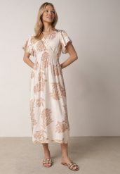 Beżowa Wiskozowa Sukienka o Rozkloszowanym Kroju z Kopertowym Dekoltem Morgassa. Brązowe sukienki Born2be, na co dzień, na lato, l, bez wzorów, z jeansu, eleganckie, bez kołnierzyka, bez ramiączek, midi, kopertowe. Za 79.99 zł.