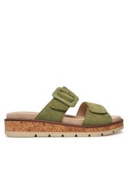 Caprice Klapki 9-27206-44 Zielony. Zielone klapki Caprice, bez wzorów, ze skóry, bez obcasa. Za 238.99 zł.