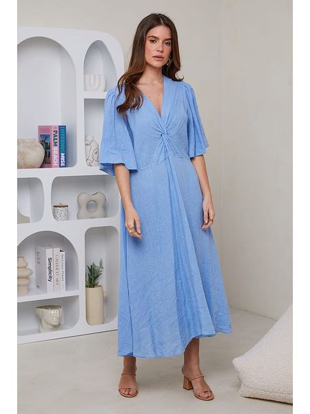 Le Monde du Lin Lniana sukienka w kolorze błękitnym rozmiar: 36/38. Niebieskie sukienki Le Monde du Lin, bez wzorów, ze lnu, bez kołnierzyka, bez ramiączek, maxi. Za 162.87 zł.