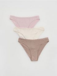 Majtki figi 3 pack - pastelowy róż. Czerwone figi Reserved, l, bez wzorów. Za 59.99 zł.