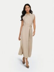 ONLY Sukienka koszulowa Goa 15363697 Beżowy Regular Fit. Brązowe sukienki Only, xs, bez wzorów, ze lnu, bez kołnierzyka, bez ramiączek, koszulowe. Za 229.99 zł.