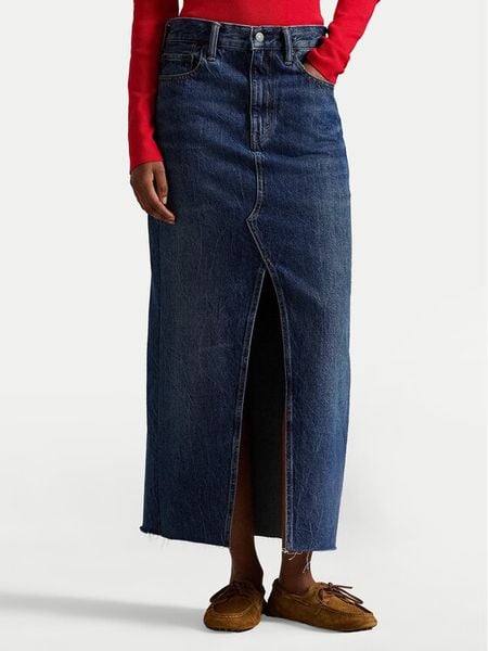 Polo Ralph Lauren Spódnica jeansowa 211A95501001 Granatowy Regular Fit. Niebieskie spódnice Polo Ralph Lauren, bez wzorów, z bawełny. Za 1,239.00 zł.