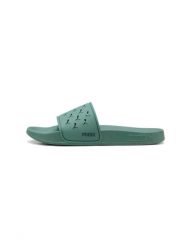 Klapki PUMA Leadcat 2.0 Cut Out Vert. Zielone klapki Puma, bez wzorów, z materiału, z otwartym noskiem, bez obcasa. Za 162.20 zł.