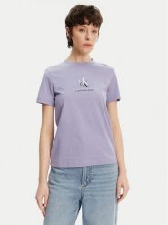 Calvin Klein Jeans T-Shirt Shadow Graphic J20J225545 Fioletowy Regular Fit. Fioletowe t-shirty Calvin Klein Jeans, m, bez wzorów, z bawełny, bez kołnierzyka, bez ramiączek. Za 109.99 zł.
