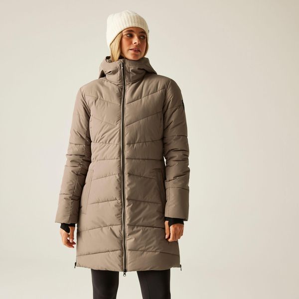 Płaszcz damski zimowy ocieplany Striking V Dare 2b. Brązowe płaszcze Dare 2b, na zimę, bez wzorów, z puchu, bez kaptura. Za 799.99 zł.