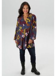 Aniston Bluzka w kolorze szaro-żółto-pomarańczowym rozmiar: 46. Pomarańczowe bluzki Aniston, bez wzorów, z wiskozy, bez kołnierzyka, bez ramiączek. Za 82.99 zł.