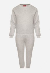 Szary Komplet Dresowy z Bawełną Bluza i Spodnie Joggery Ette. Szare bluzy Born2be, l, bez wzorów, z bawełny, bez kaptura. Za 119.99 zł.