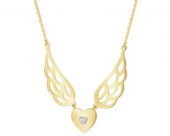 Naszyjnik z żółtego złota z diamentem - skrzydła anioła, serce - 0,005 ct - próba 375. Żółte naszyjniki Apart, z diamentem, złote. Za 1,690.00 zł.
