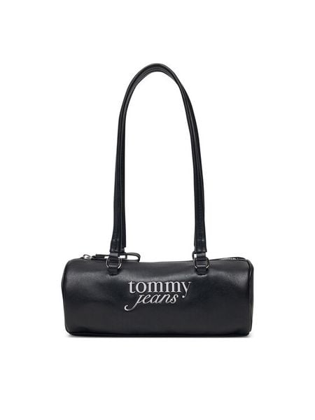 Tommy Jeans Torebka Tjw Bold Script Shoulder Barrel AW0AW19055 Czarny. Czarne torebki klasyczne Tommy Jeans, bez wzorów, z jeansu, bez dodatków. Za 409.99 zł.