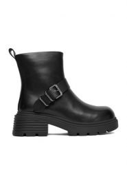 Badura Botki C-ANAYA-5635-2 Czarny. Czarne botki Badura, bez wzorów, ze skóry, bez obcasa, na płaskiej podeszwie, bez zapięcia. Za 299.99 zł.