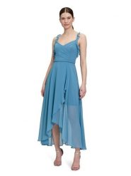 Vera Mont Sukienka w kolorze błękitnym rozmiar: 42. Niebieskie sukienki Vera Mont, bez wzorów, z asymetrycznym kołnierzem, bez ramiączek, maxi, asymetryczne. Za 252.99 zł.